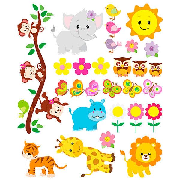 Stickers pour enfants: Kit animaux de la jungle