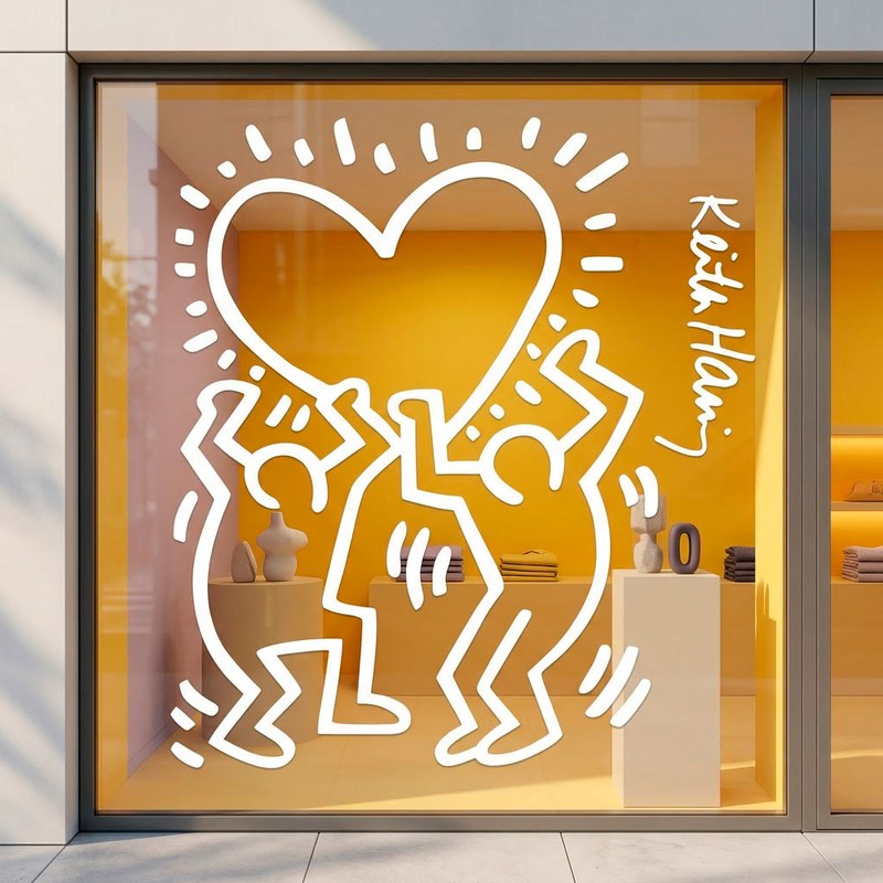Keith Haring - personnages tenant un c&oelig;ur 2