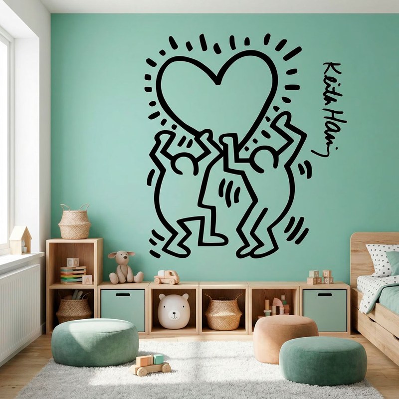 Keith Haring - personnages tenant un c&oelig;ur 13