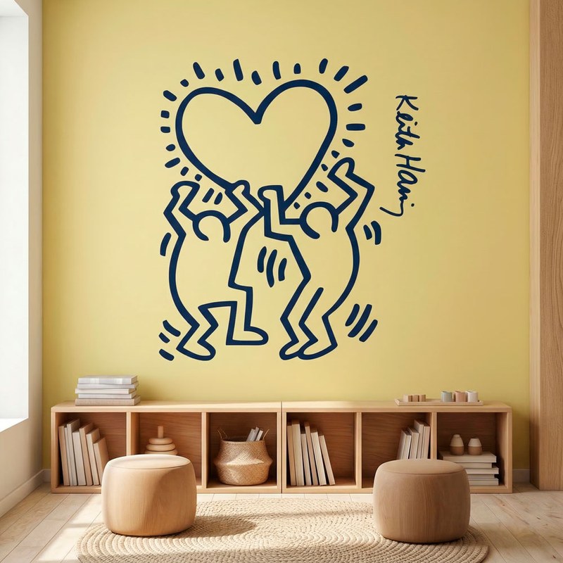 Keith Haring - personnages tenant un c&oelig;ur 4