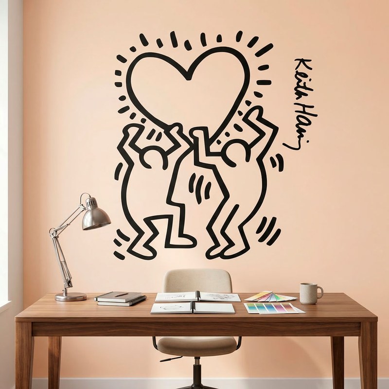Keith Haring - personnages tenant un c&oelig;ur 7
