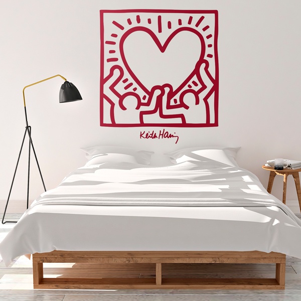 Stickers muraux: Keith Haring - c&oelig;ur rouge