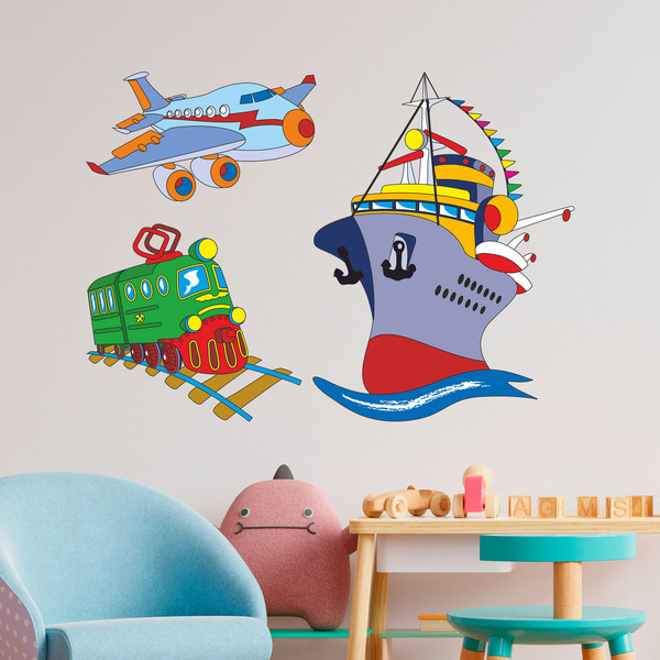 Stickers pour enfants: Transports terrestres, maritimes et aériens