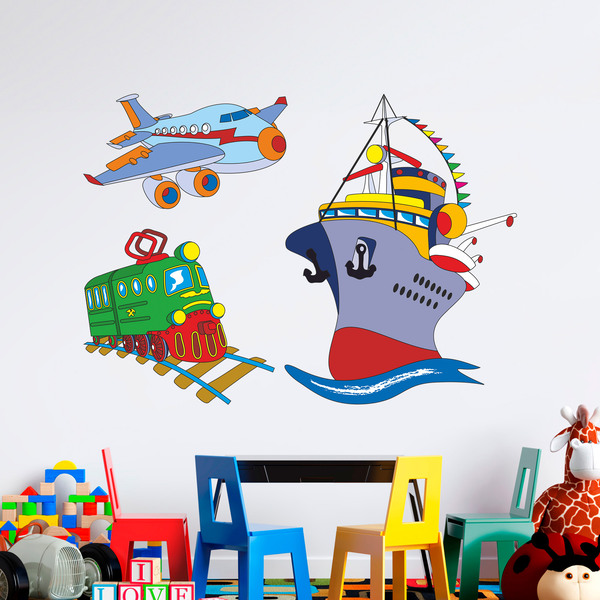 Stickers pour enfants: Transports terrestres, maritimes et aériens