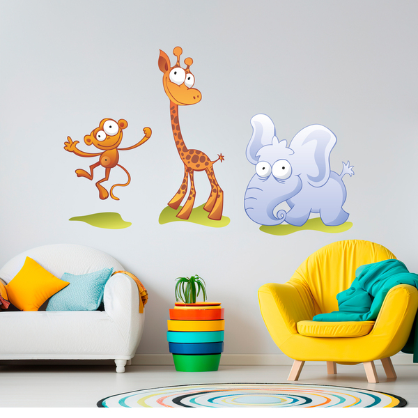 Stickers pour enfants: Un zoo, un petit singe, une girafe et un éléphant