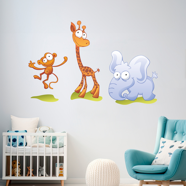 Stickers pour enfants: Un zoo, un petit singe, une girafe et un éléphant