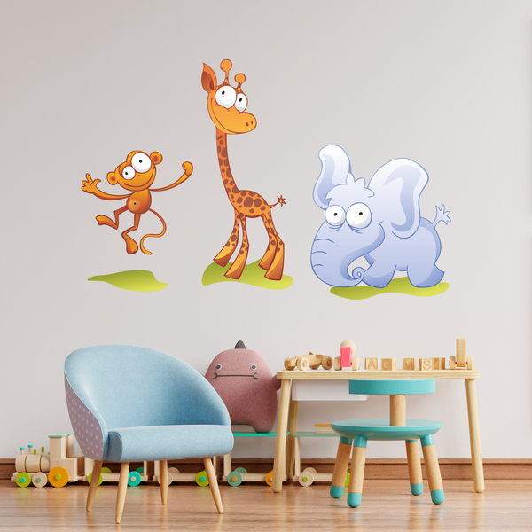 Stickers pour enfants: Un zoo, un petit singe, une girafe et un éléphant