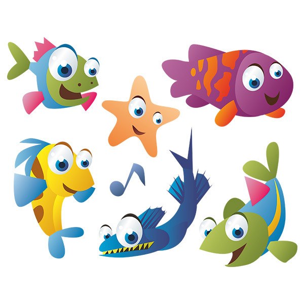 Stickers pour enfants: Aquarium Kit poissons colorés