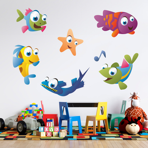 Stickers pour enfants: Aquarium Kit poissons colorés