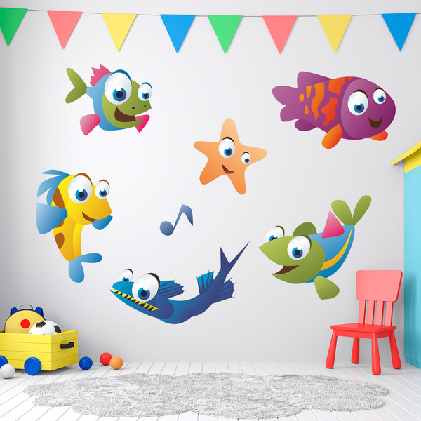 Stickers pour enfants: Aquarium Kit poissons colorés