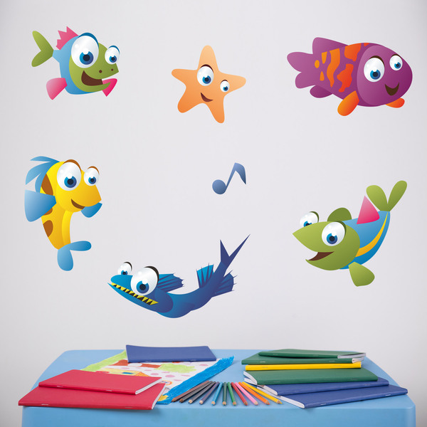 Stickers pour enfants: Aquarium Kit poissons colorés