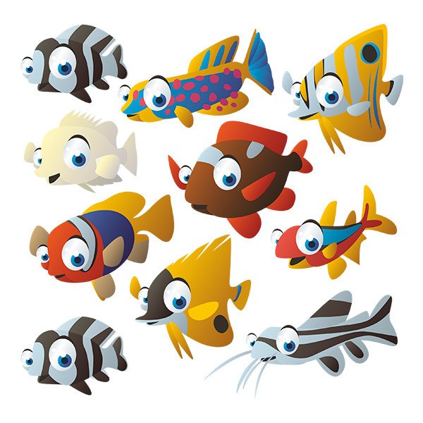 Stickers pour enfants: Kit 10 poissons