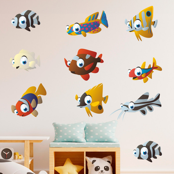 Stickers pour enfants: Kit 10 poissons