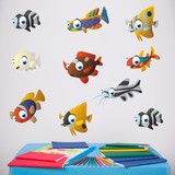 Stickers pour enfants: Kit 10 poissons 4