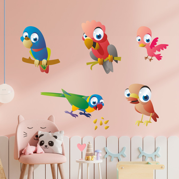 Stickers pour enfants: Kit de perroquets exotiques