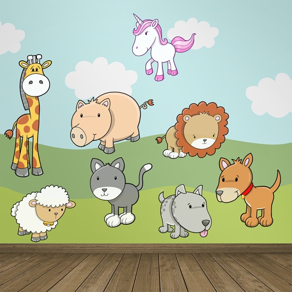 Stickers pour enfants: Kit animaux réels et fantastiques