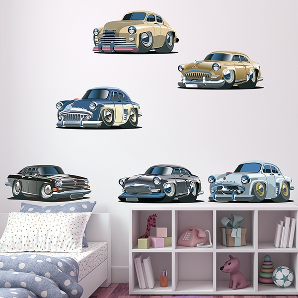 Sticker mural enfant Kit voitures américaines classiques