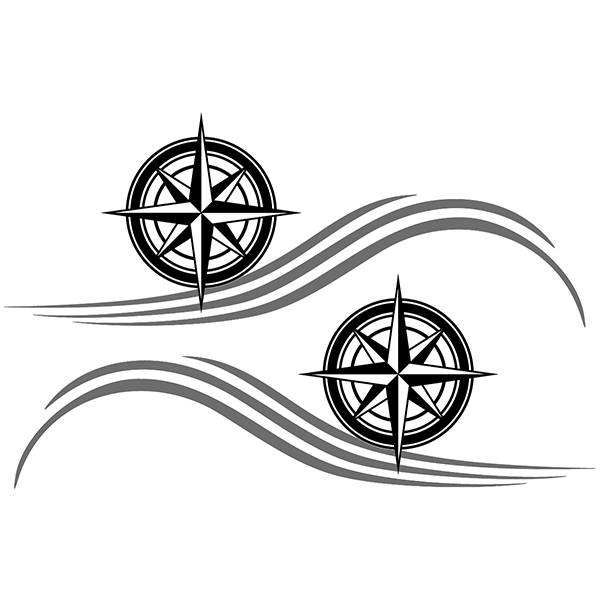 Autocollant Mouettes Vagues Mer 35x22 Cm - Décalcomanie Bateau, Camping-car, Décoration Nautique