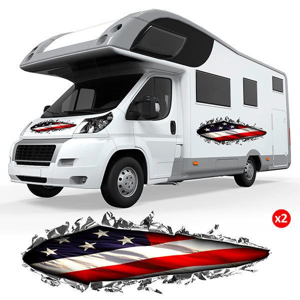 Stickers camping-car: Larme avec le drapeau américain