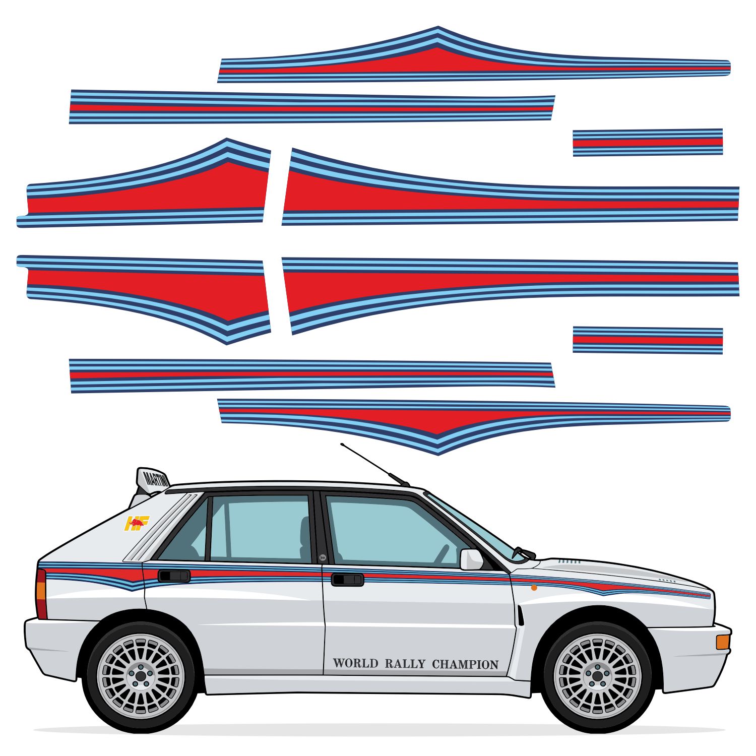 Autocollants: Kit Lancia Delta Integrale HF Martini 1