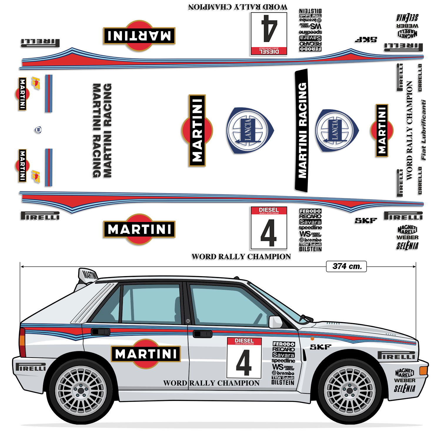 Autocollants: Kit Autocollants Lancia Delta Integrale Martini Ra