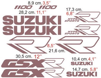 Set d'autocollants Suzuki GSX-R 1100 Hyper Sports 2/3