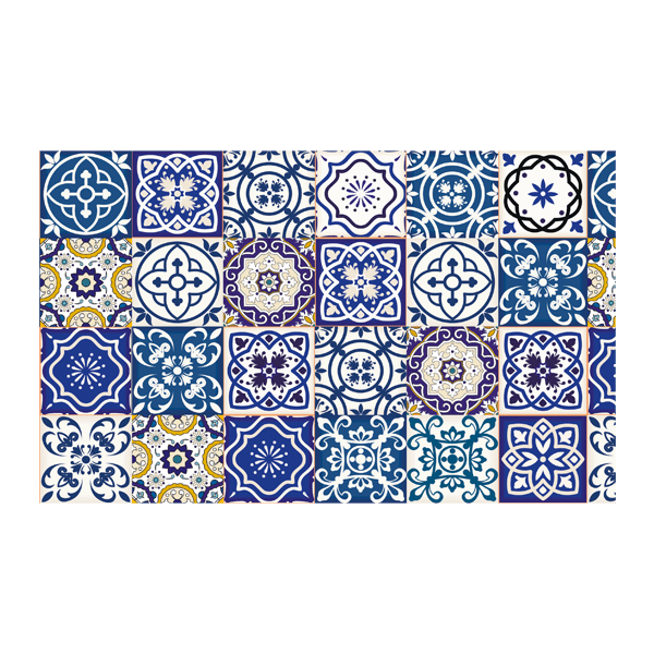 Stickers muraux: Sticker Ikea Lack Table Carreaux Bleus