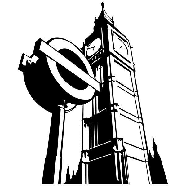 Stickers muraux: Le Big Ben et un panneau de métro