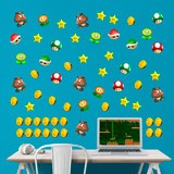 Stickers pour enfants: Kit 60X Mario Bros Personnages et Monnai 3