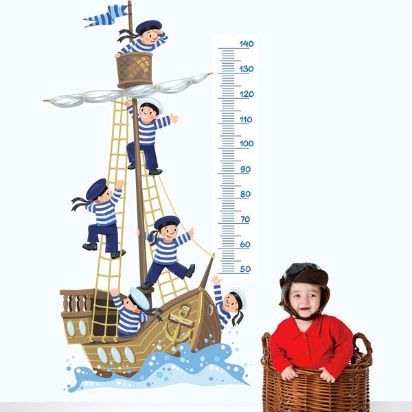Stickers pour enfants: Toise Murale Bateau et garçon de cabine