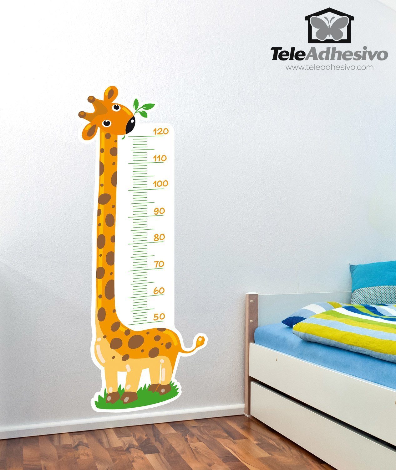 Toise Murale Enfant sticker Jolie girafe