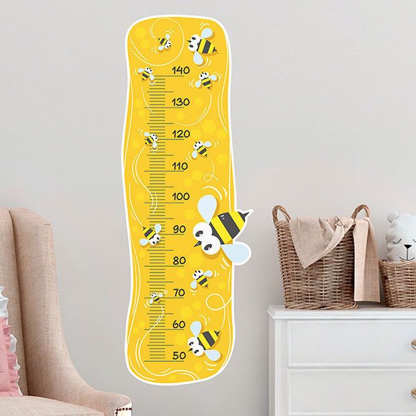 Stickers pour enfants: Toise Murale Mesure abeilles