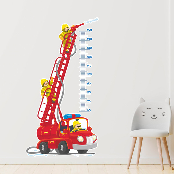 Stickers pour enfants: Toise Murale Camion de pompiers