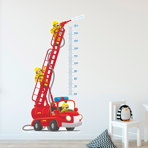 Stickers pour enfants: Toise Murale Camion de pompiers