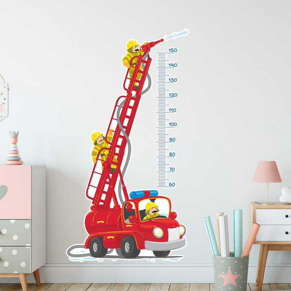 Stickers pour enfants: Toise Murale Camion de pompiers