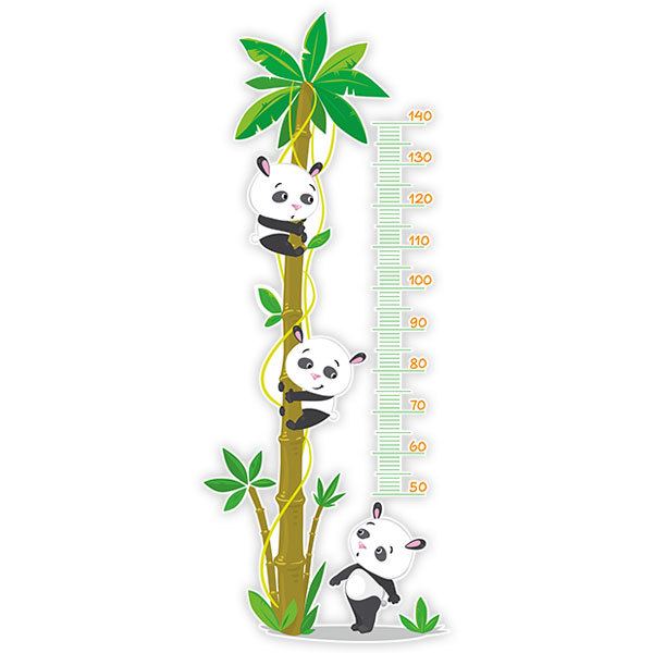 Stickers pour enfants: Toise Murale Pandas en palmier