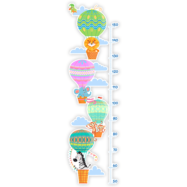Stickers pour enfants: Toise Murale En montgolfière