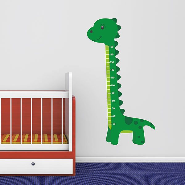 Stickers pour enfants: Toise Murale Dinosaure vert