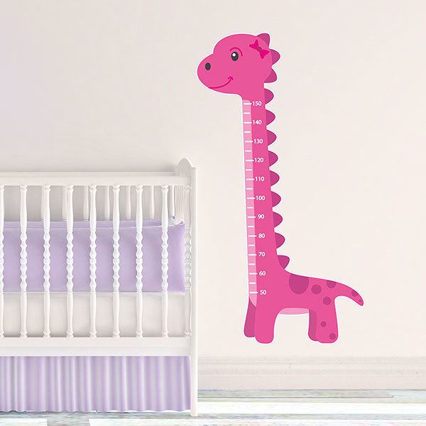 Stickers pour enfants: Toise Murale Dinosaure rose