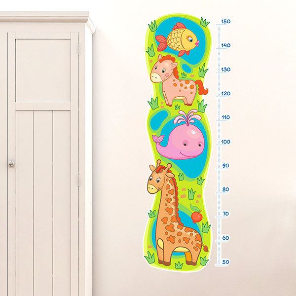 Stickers pour enfants: Toise Murale Animaux atteints