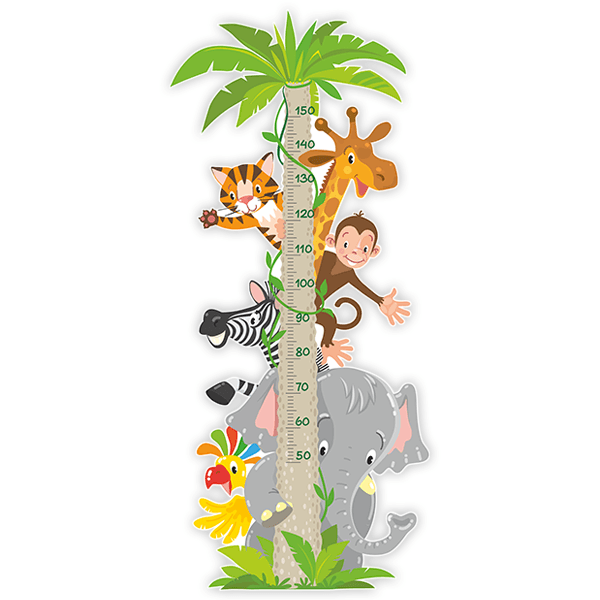 Stickers pour enfants: Toise Murale Animaux de la jungle