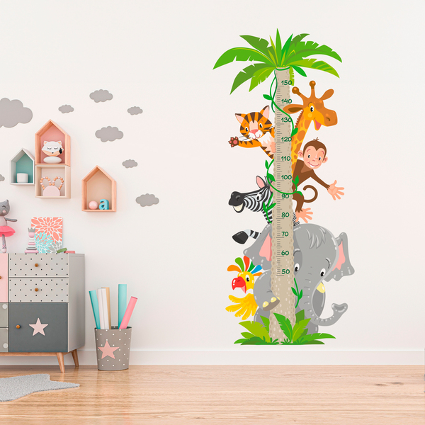 Stickers pour enfants: Toise Murale Animaux de la jungle