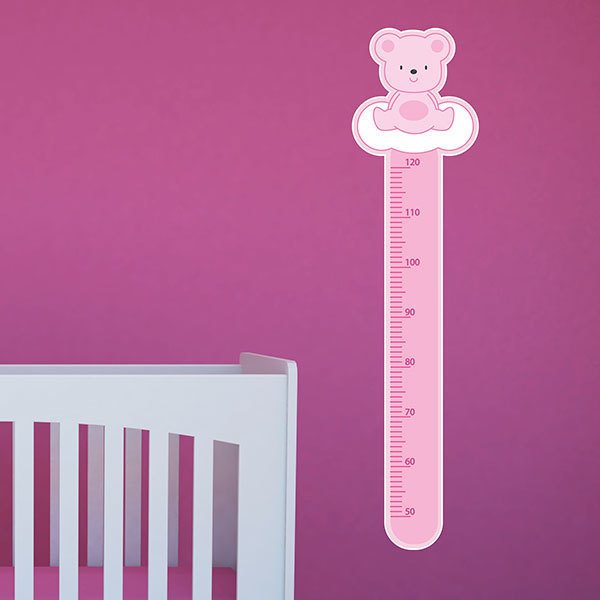 Stickers pour enfants: Toise Murale ours rose