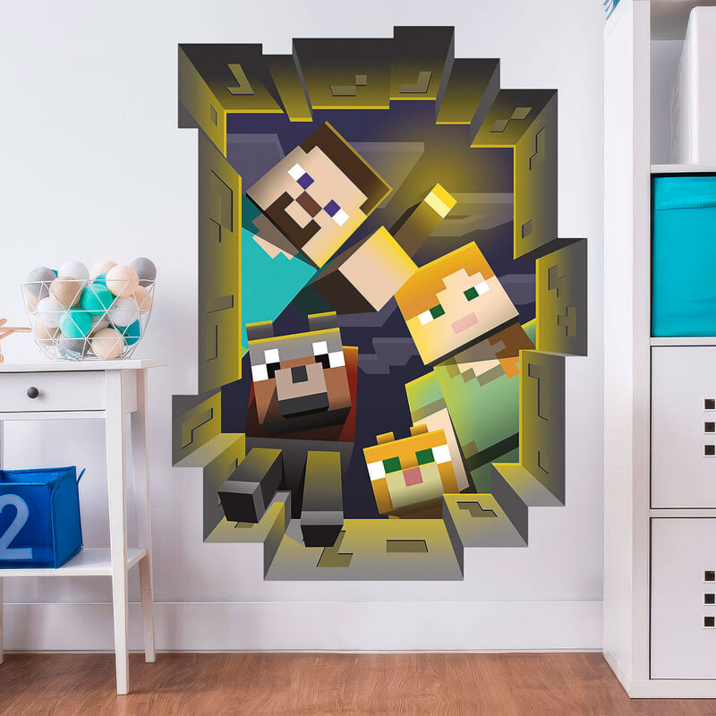 Stickers muraux: Personnages Minecraft Trou 3D
