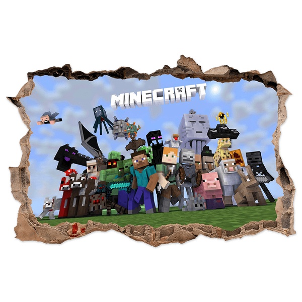 Stickers muraux: Minecraft Trou 3D Personnages et Créatures