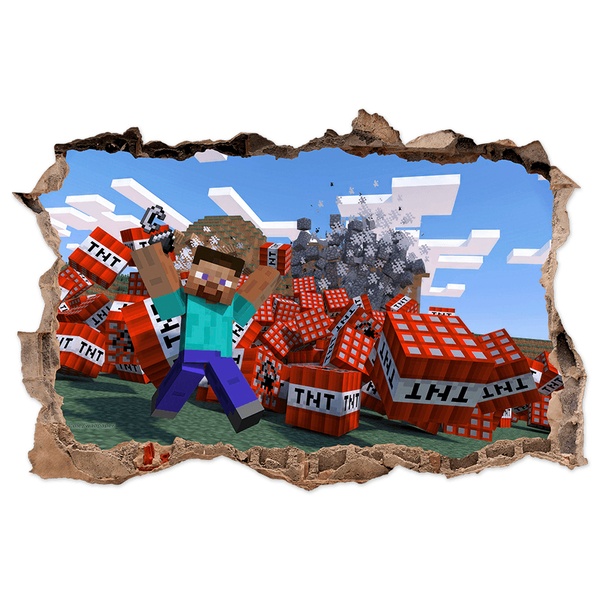 Stickers muraux: Minecraft Trou dans le Mur Explosion TNT