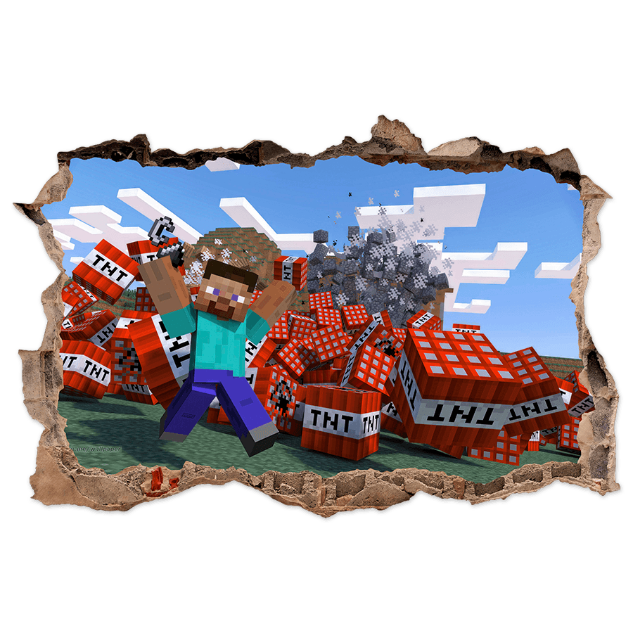 Stickers muraux: Minecraft Trou dans le Mur Explosion TNT