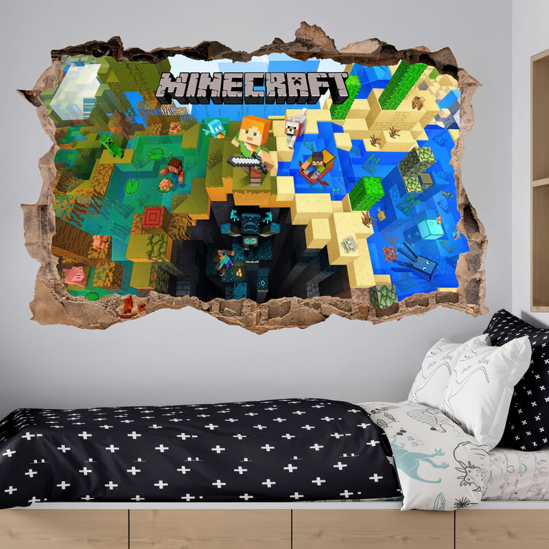 Stickers muraux: Minecraft Trou dans le Mur Biomes et Aventuriers
