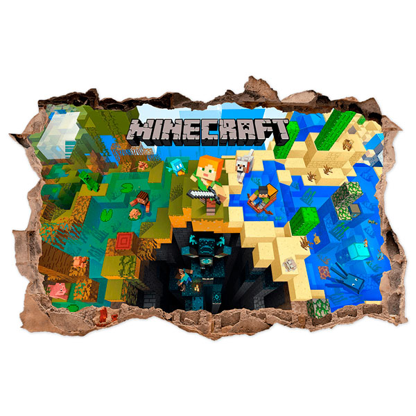 Stickers muraux: Minecraft Trou dans le Mur Biomes et Aventuriers