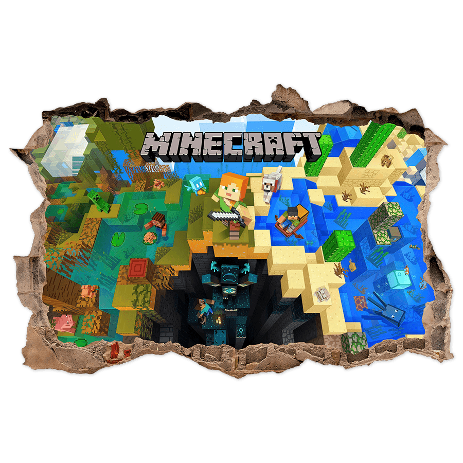 Stickers muraux: Minecraft Trou dans le Mur Biomes et Aventuriers